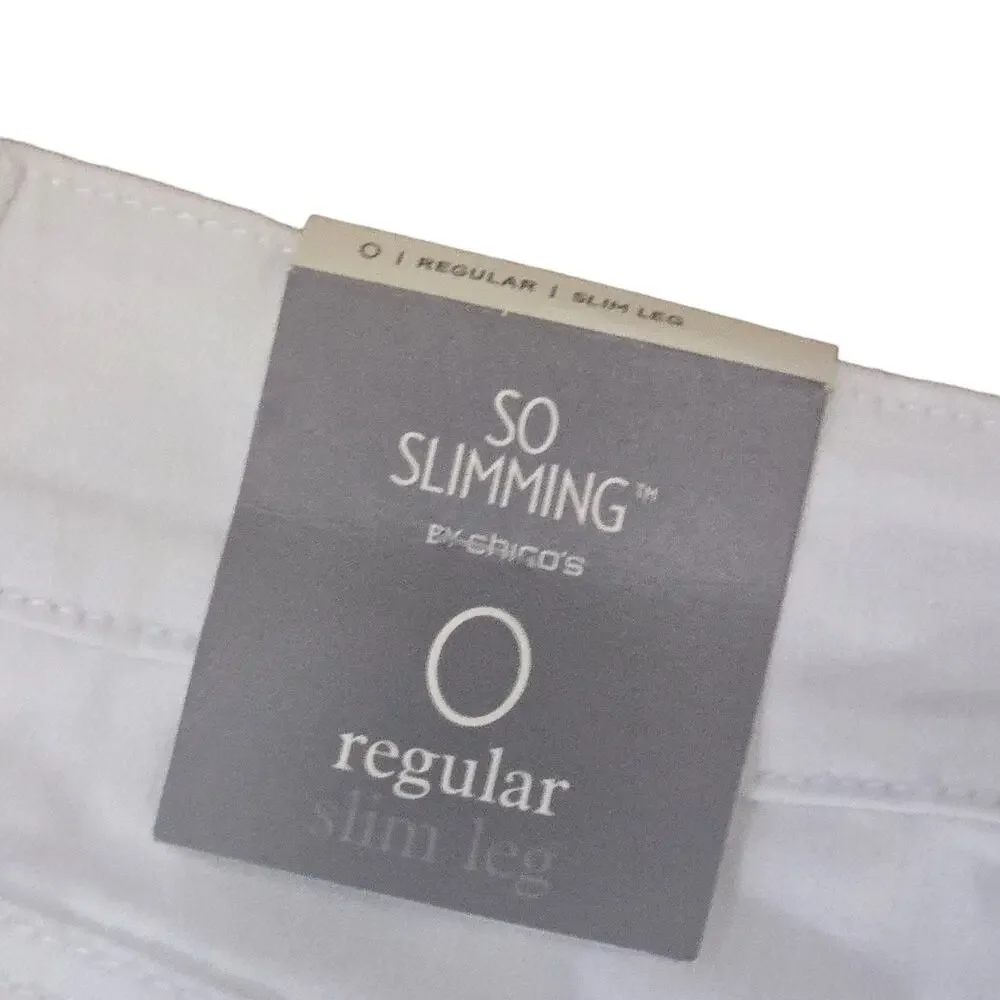 Chico’s So Slimming Slim Straight Leg Jeans White Stretch 0 Size 4 Small NWT - Picture 6 of 12